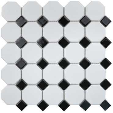 Мозаика Octagon small White/Black Matt (IDLA2575) 29.5x29.5 от StarMosaic (Китай)