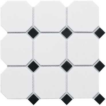 Мозаика Octagon big White/Black Matt (GTPL61466) 30x30 от StarMosaic (Китай)