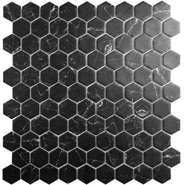 Мозаика Hex Supreme Marquina (на сетке) 30.7x31.7 от Vidrepur (Испания)